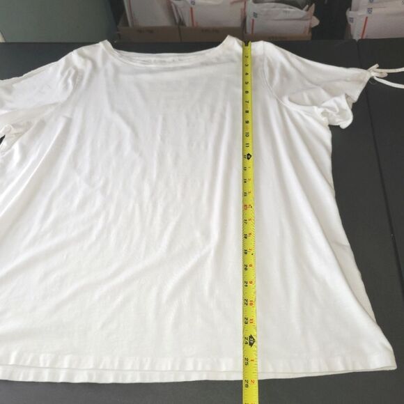 Talbots White Peekaboo Sleeve T-Shirt 2X - Picture 5 of 9